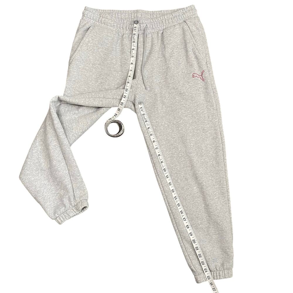 PUMA Womens L Gray Cropped Joggers Pink Logo Sweatpants Athleisure - Picture 7 of 10